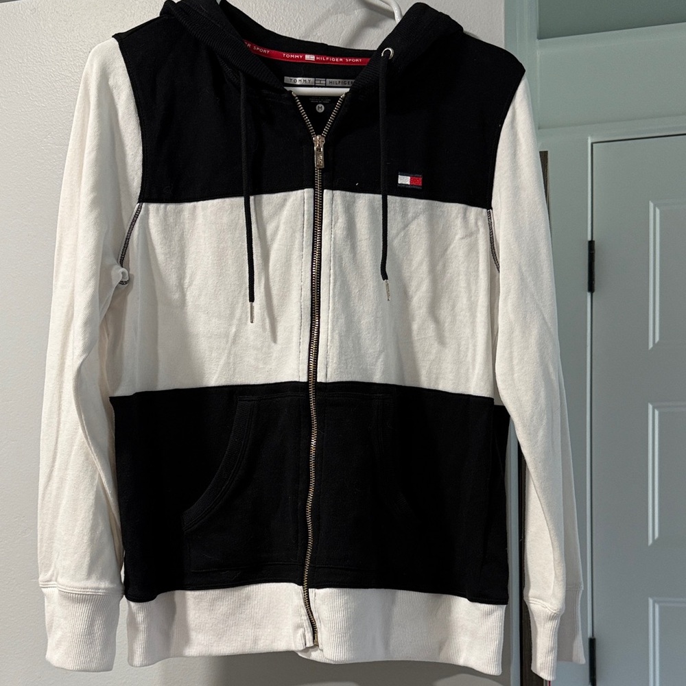 Black and White Zip-Up Hoodie